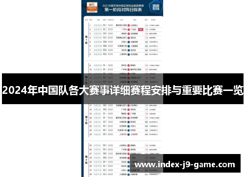 2024年中国队各大赛事详细赛程安排与重要比赛一览