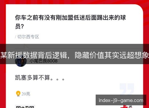 某新援数据背后逻辑,隐藏价值其实远超想象 某新援数据背后逻辑,隐藏价值其实远超想象